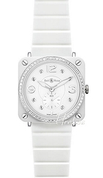 Bell & Ross Aviation Biały/Guma 39x39 mm BR S White Ceramic Phantom Diamo