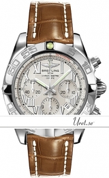 Breitling Chronomat 44 Srebrny/Skóra Ø43.5 mm AB0110-7412 Brown Croco