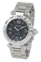 Cartier Pasha Czarny/Stal Ø35 mm W31079M7