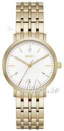 DKNY Dress Biały/Stal w odcieniu złota Ø36 mm NY2503
