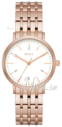 DKNY Dress Biały/Stal w kolorze różowego złota Ø36 mm NY2504