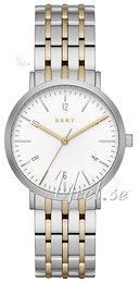 DKNY Dress Biały/Stal w odcieniu złota Ø36 mm NY2505