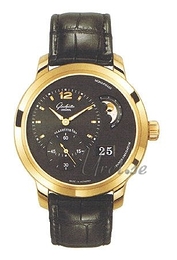 Glashütte Original Pano PanoMaticLunar Czarny/Skóra Ø39.4 mm 90-02-32-11-05