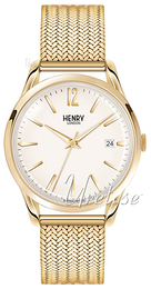 Henry London Chiswick Biały/Stal w odcieniu złota Ø39 mm HL39-M-0008