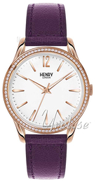 Henry London Richmond Biały/Skóra Ø39 mm HL39-SS-0086