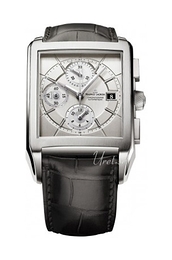 Maurice Lacroix Pontos Rectangulaire Chronographe Srebrny/Skóra 42.8x38.2 mm PT6197-SS001-130