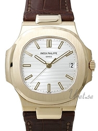 Patek Philippe Nautilus Srebrny/Skóra 38x43 mm 5711J/001