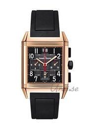 Jaeger LeCoultre Reverso Squadra Chronograph GMT Black Czarny/Guma 41x35 mm 7012672