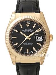 Rolex Datejust Gold/Steel Czarny/Skóra Ø36 mm 116138