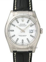 Rolex Datejust Gold/Steel Biały/Skóra Ø36 mm 116139/2