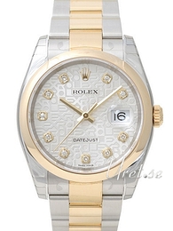 Rolex Datejust Gold/Steel Srebrny/18 karatowe żółte złoto Ø36 mm 116203-0132