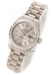 Rolex Lady Oyster Perpetual Srebrny/18 karatowe białe złoto Ø26 mm 179179/2