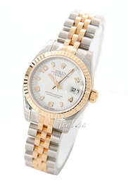 Rolex Lady Oyster Perpetual Biały/18 karatowe żółte złoto Ø26 mm 179173/5