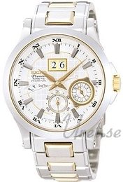 Seiko Premier Biały/Stal w odcieniu złota Ø40 mm SNP004P1