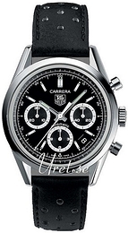 TAG Heuer Carrera Czarny/Skóra Ø39 mm CV2113.FC6182