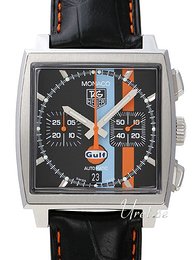 TAG Heuer Monaco Czarny/Skóra 38x38 mm CW211A.FC6228